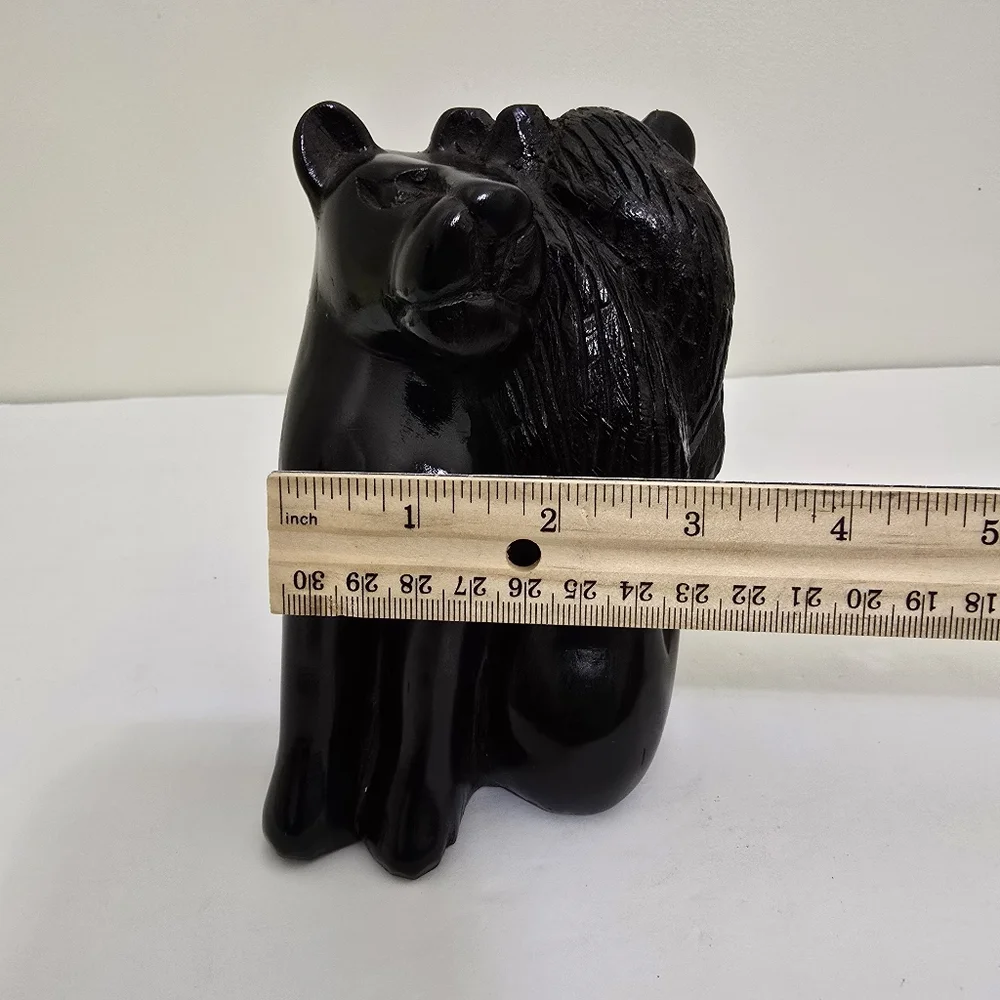 vintage hand carved Ebony Wood African Lion Lioness 5.5